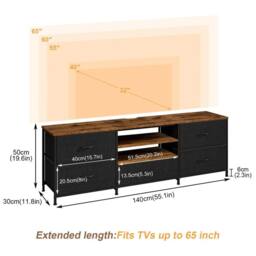FORGEVIO TV Stand Cabinet, TV Unit TV Console Table with 5 Drawers - thumbnail 2