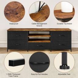 FORGEVIO TV Stand Cabinet, TV Unit TV Console Table with 5 Drawers - thumbnail 3