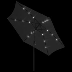 Berkfield Home Outdoor Parasol with LED Lights & Steel Pole 300 cm Black - thumbnail 5