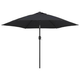 Berkfield Home Outdoor Parasol with LED Lights & Steel Pole 300 cm Black - thumbnail 2
