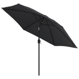 Berkfield Home Outdoor Parasol with LED Lights & Steel Pole 300 cm Black - thumbnail 4