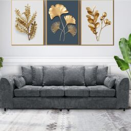 Furniture 786 Celestial 4 Seater Scatter Back Chenille Fabric Sofa in Grey - thumbnail 1