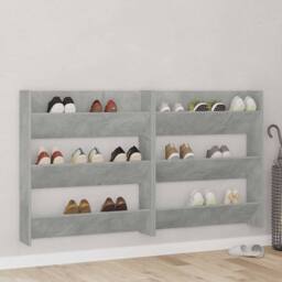 Berkfield Home Wall Shoe Cabinet Concrete Grey 80x18x90 cm Engineered Wood - Size: 80 x 18 x 90 cm - thumbnail 2