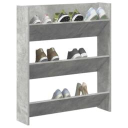 Berkfield Home Wall Shoe Cabinet Concrete Grey 80x18x90 cm Engineered Wood - Size: 80 x 18 x 90 cm - thumbnail 4
