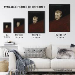 Artery8 Magnus Enckell Portrait of Bruno Aspelin Framed Wall Art Print in Red - Size: A4 - thumbnail 3