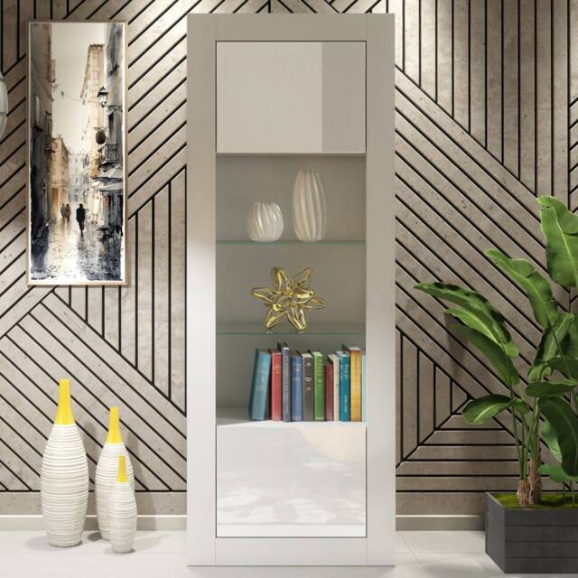 Creative Furniture Illume Display Cabinet 170cm - White with Gloss Doors - image 1