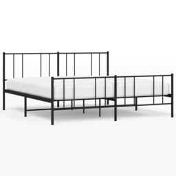 Berkfield Home Metal Bed Frame with Headboard & Footboard Black 200x200 cm - thumbnail 2
