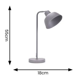 ValueLights Morris Retro Dome Metal Desk Office Table Lamp Light in Grey - thumbnail 6