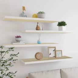 Berkfield Home Floating Wall Shelves 4 pcs Oak & White 120x23.5x3.8 cm MDF in Brown