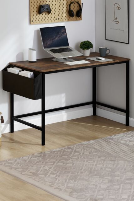 Home Discount Vida Designs Brooklyn Large Computer Desk Office Study Gaming Table in Dark Brown - image 1