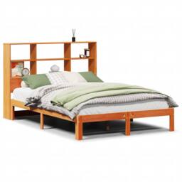 Berkfield Home Decorative Bookcase Bed without Mattress Wax Brown 140x190cm Soli - Size: 140x190 cm - thumbnail 3