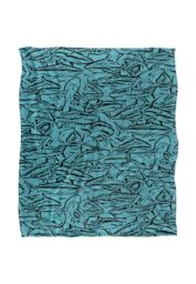 JQ Licensing Royce Mcclure Great White Shark Woodcut Pattern Silky Touch Super Soft Throw Blanket 152 X 127 cm - thumbnail 1