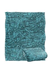 JQ Licensing Royce Mcclure Great White Shark Woodcut Pattern Silky Touch Super Soft Throw Blanket 152 X 127 cm - thumbnail 2