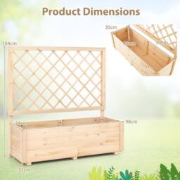 Costway Raised Garden Bed Wooden Elevated Planter Box w/Lattice Trellis in Natural - thumbnail 6