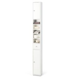 Costway Bathroom Tall Cabinet Slim Freestanding Storage Organizer Cupboard With 2 Doors in White