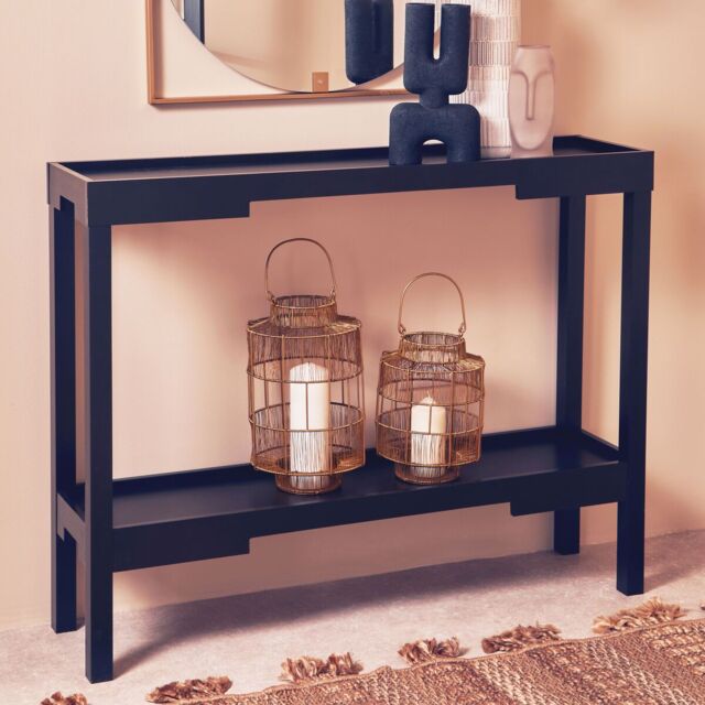 Orsina Two Tiered Design Console Table, Console Table With Storage Shelf, Durable & Versatile Hallway Table in Black - image 1