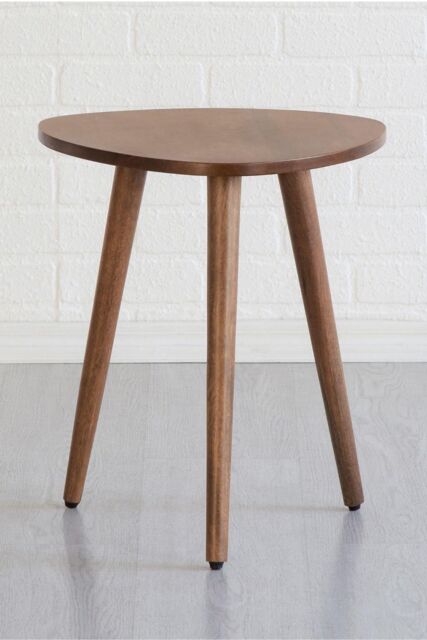 MH London Triangle Solid Mango Wood Side Table, Bedside End Table - Tora in Walnut - image 1