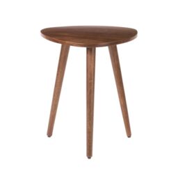 MH London Triangle Solid Mango Wood Side Table, Bedside End Table - Tora in Walnut - thumbnail 4