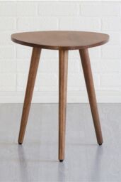 MH London Triangle Solid Mango Wood Side Table, Bedside End Table - Tora in Walnut - thumbnail 1