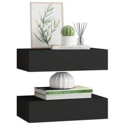 Berkfield Home Wall-mounted Drawer Shelves 2 pcs Black 40x23.5x10cm MDF - Size: 40x23.5x10 cm - thumbnail 4