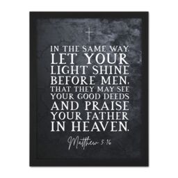 Artery8 Wall Art Print Matthew 5:16 Let Your Light Shine Good Deeds Praise Father in Heaven Christian Bible Verse Large Framed Wall Décor Art - thumbnail 1