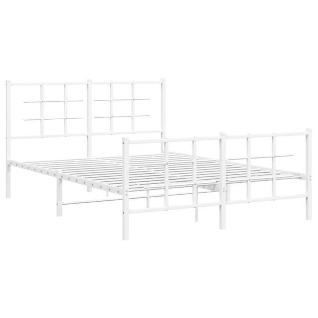 Berkfield Home Metal Bed Frame without Mattress with Footboard White 140x190cm - Size: 140x190 cm - image 1