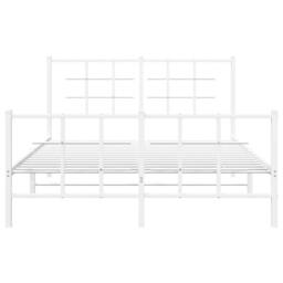 Berkfield Home Metal Bed Frame without Mattress with Footboard White 140x190cm - Size: 140x190 cm - thumbnail 5