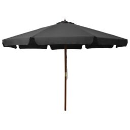 Berkfield Home Outdoor Parasol with Wooden Pole 330 cm Anthracite in Black