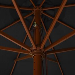 Berkfield Home Outdoor Parasol with Wooden Pole 330 cm Anthracite in Black - thumbnail 4