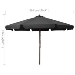 Berkfield Home Outdoor Parasol with Wooden Pole 330 cm Anthracite in Black - thumbnail 5