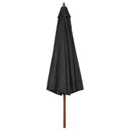Berkfield Home Outdoor Parasol with Wooden Pole 330 cm Anthracite in Black - thumbnail 3