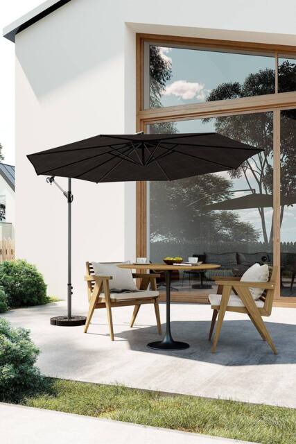 Garden Sanctuary Black Large Garden Cantilever 3m Banana Parasolwith Cross & Fillable Base - image 1