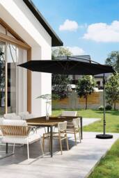Garden Sanctuary Black Large Garden Cantilever 3m Banana Parasolwith Cross & Fillable Base - thumbnail 2