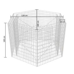 Berkfield Home Hexagonal Gabion Raised Bed 160x140x100 cm in Silver - Size: 160 x 140 x 100 cm - thumbnail 5