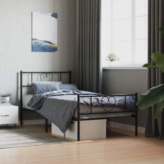 Berkfield Home Metal Bed Frame with Headboard & Footboard Black 100x200 cm - image 1