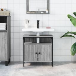 Berkfield Home Bathroom Sink Cabinet Grey Sonoma 60x30x60 cm Engineered Wood - Size: 60 x 30 x 60 cm - thumbnail 3