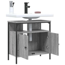 Berkfield Home Bathroom Sink Cabinet Grey Sonoma 60x30x60 cm Engineered Wood - Size: 60 x 30 x 60 cm - thumbnail 4