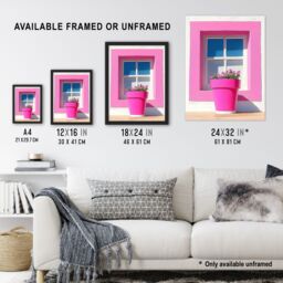 "Artery8 Pink Geranium Flower Pot Sunny Window Sill Wall Art Print - Size: W18"" x H24""" - thumbnail 3