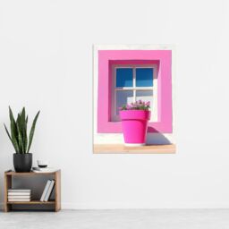 "Artery8 Pink Geranium Flower Pot Sunny Window Sill Wall Art Print - Size: W18"" x H24""" - thumbnail 4