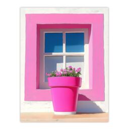 "Artery8 Pink Geranium Flower Pot Sunny Window Sill Wall Art Print - Size: W18"" x H24""" - thumbnail 1