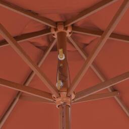 Berkfield Home Outdoor Parasol with Wooden Pole 270 cm Terracotta in Brown - thumbnail 5