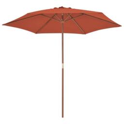 Berkfield Home Outdoor Parasol with Wooden Pole 270 cm Terracotta in Brown - thumbnail 2