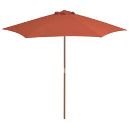 Berkfield Home Outdoor Parasol with Wooden Pole 270 cm Terracotta in Brown