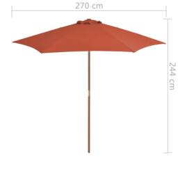 Berkfield Home Outdoor Parasol with Wooden Pole 270 cm Terracotta in Brown - thumbnail 6