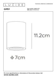 Lucide 'GIPSY' Modern Short Surface Mounted Plaster Ceiling Spotlight 1xGU10 in White - thumbnail 5