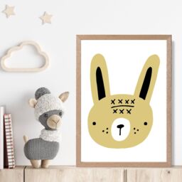 ARTZE Cute Yellow Rabbit Scandi Animal Framed Print SIZE: A2 with Oak Frame - Size: A4 - thumbnail 2