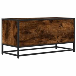 Berkfield Home TV Cabinet Smoked Oak 80x34.5x40 cm Engineered Wood & Metal in Brown - thumbnail 6