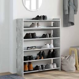 Berkfield Home Shoe Rack Concrete Grey 80x25x100 cm Engineered Wood - Size: 80 x 25 x 100 cm - thumbnail 3