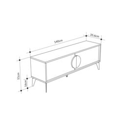 Decortie Gora' Modern TV Unit with 2 Door Flap Stay 140cm in White - Size: 1 Pack - thumbnail 6