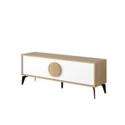 Decortie Gora' Modern TV Unit with 2 Door Flap Stay 140cm in White - Size: 1 Pack - thumbnail 2